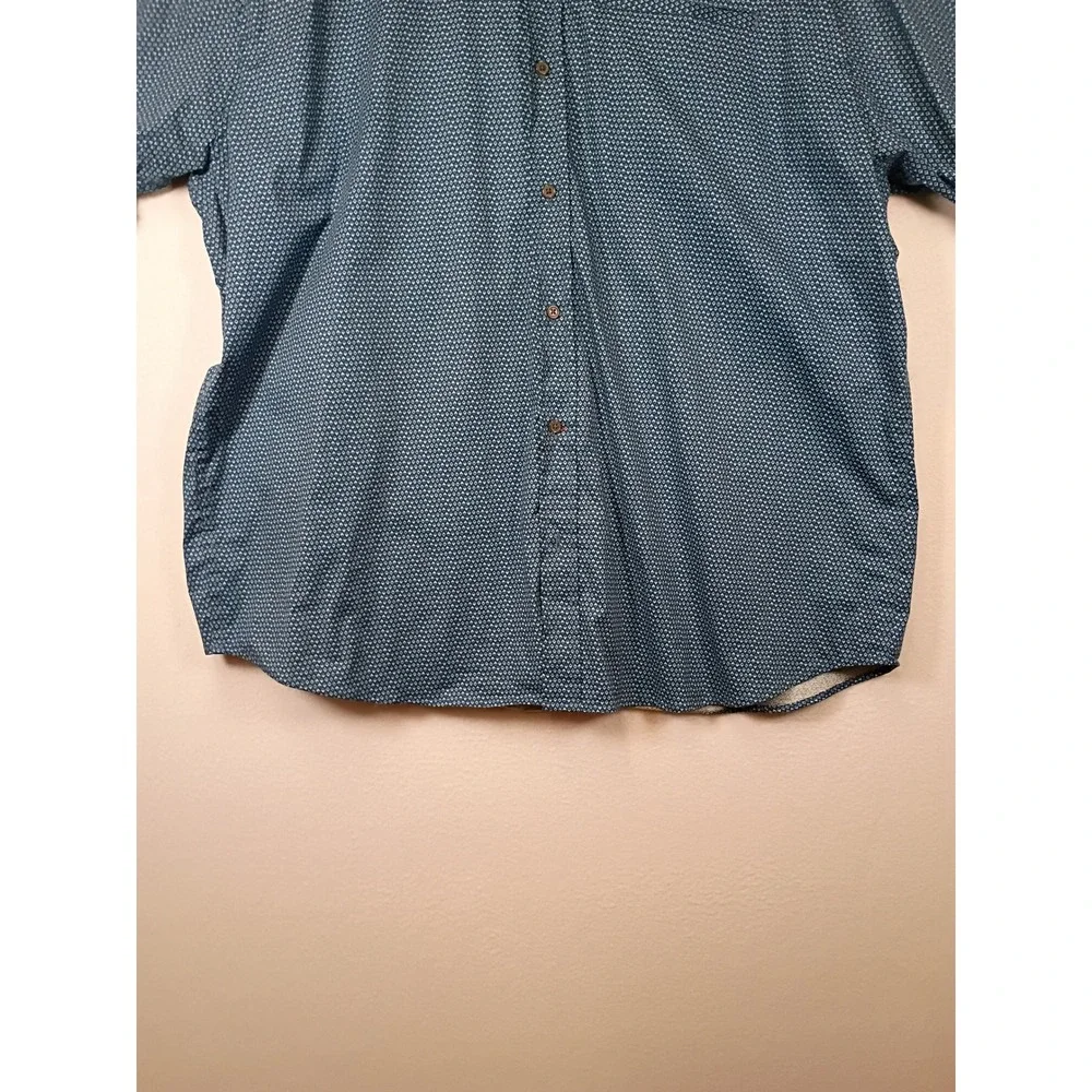 Business Casual Paperdenim & Cloth Mens 4X Blue Geometric Short Sleeve Button Up